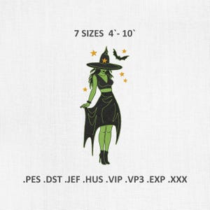 Witch Machine Embroidery Designs, Witchy Vibes Embroidery Files, Halloween Good Witch DST PES Files, Digital Download, sizes 7
