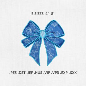 Chinoiserie Floral Bow Machine Embroidery Designs: Coquette PES JEF DST Files