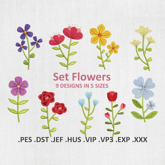 Mini Flowers Set Machine Embroidery Designs, Wildflowers PES DST Files -  Etsy Israel