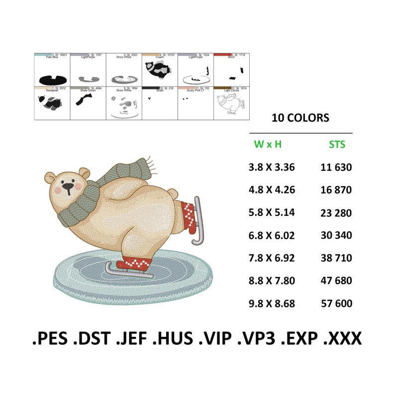 Polar Bear Machine Embroidery Designs, Festive Winter PES DST Files - Etsy