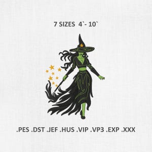 Heks machineborduurontwerpen, Witchy Halloween PES DST-bestanden, digitale download