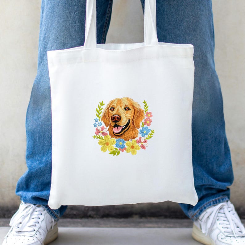Floral Golden Retriever Machine Embroidery Designs, Labrador PES DST ...