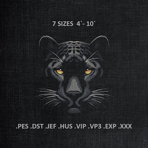 Leopard Machine Embroidery Designs, Cheetah Wild Big Cat Embroidery Files for Dark Fabric, Instant Download, PES, DST Files, sizes 7