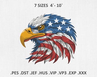 American Eagle Machine Embroidery Design, Patriotic 4th of July PES DST Files