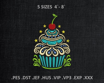 Cupcake Machine Embroidery Designs: Dessert PES JEF DST Files