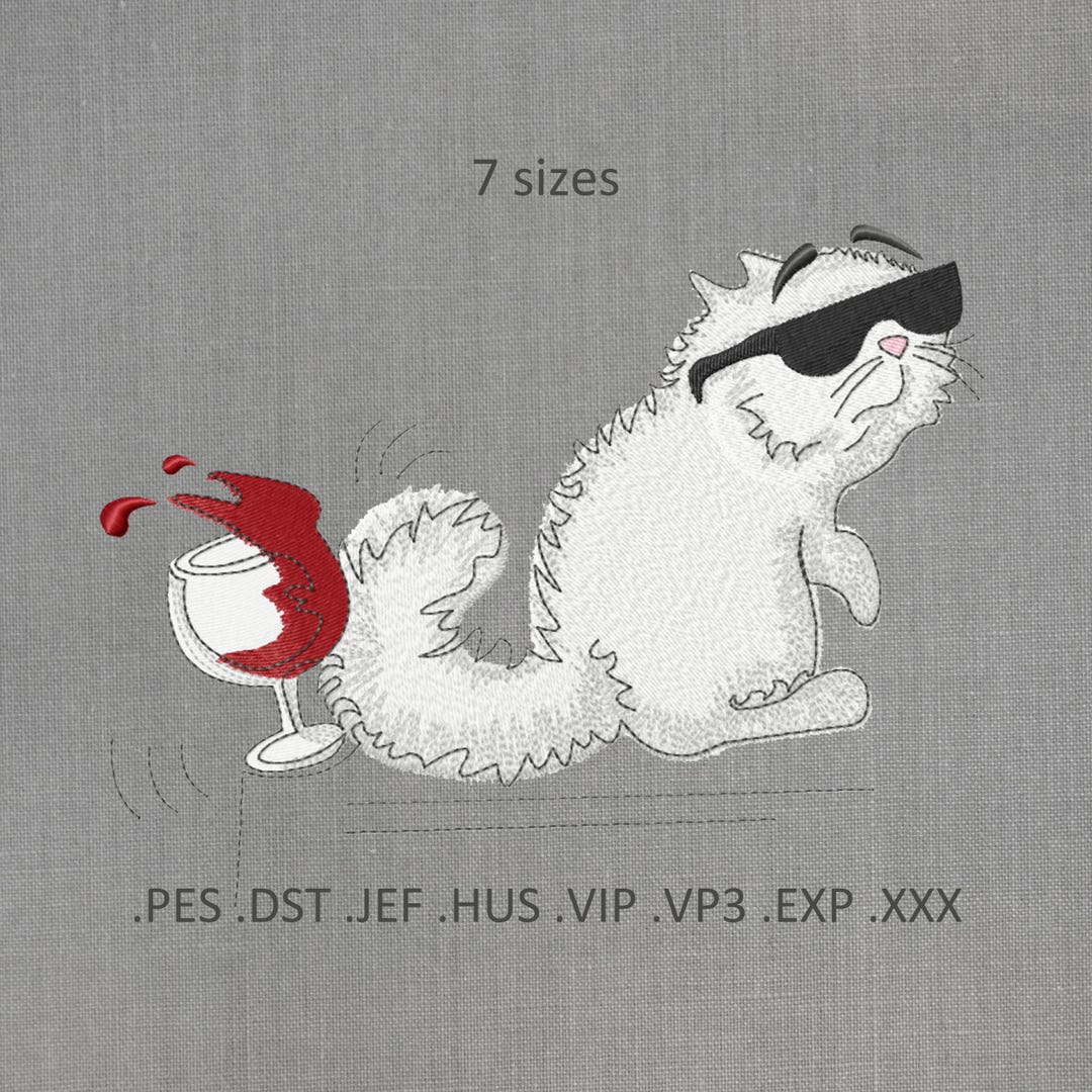 Cute Cat Machine Embroidery Designs, Trendy Embroidery for Tshirt ...