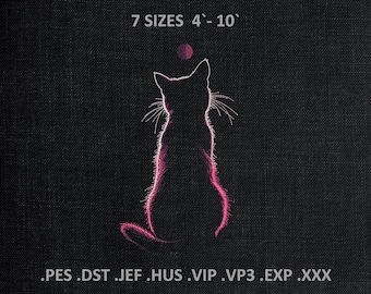 Cat Machine Embroidery Designs, Cat Lovers PES DST Files, Digital Download