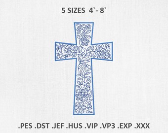 Chinoiserie Easter Cross Machine Embroidery Designs, Spring Coquette PES DST Files