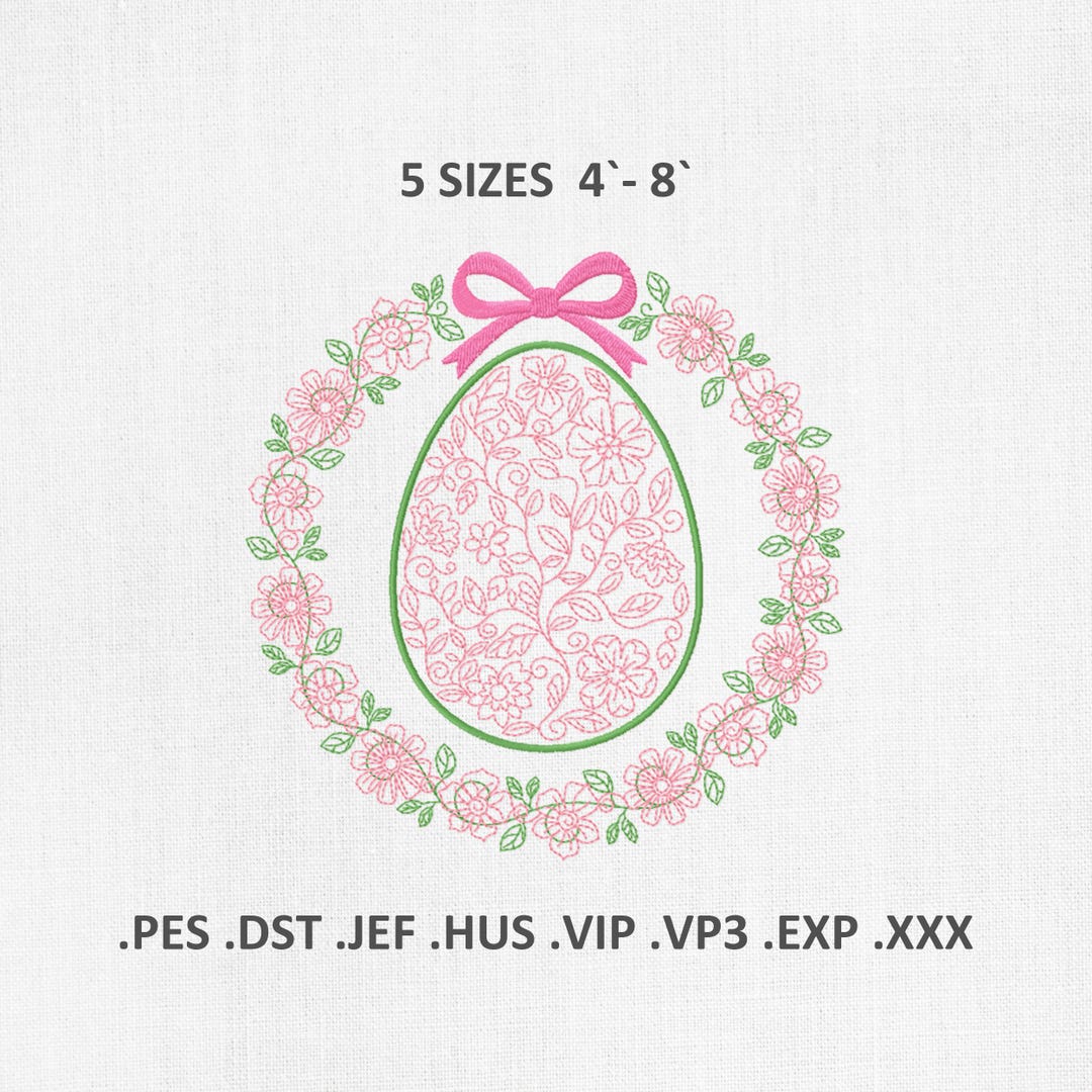 Floral Easter Egg Machine Embroidery Designs, Spring Coquette PES DST ...