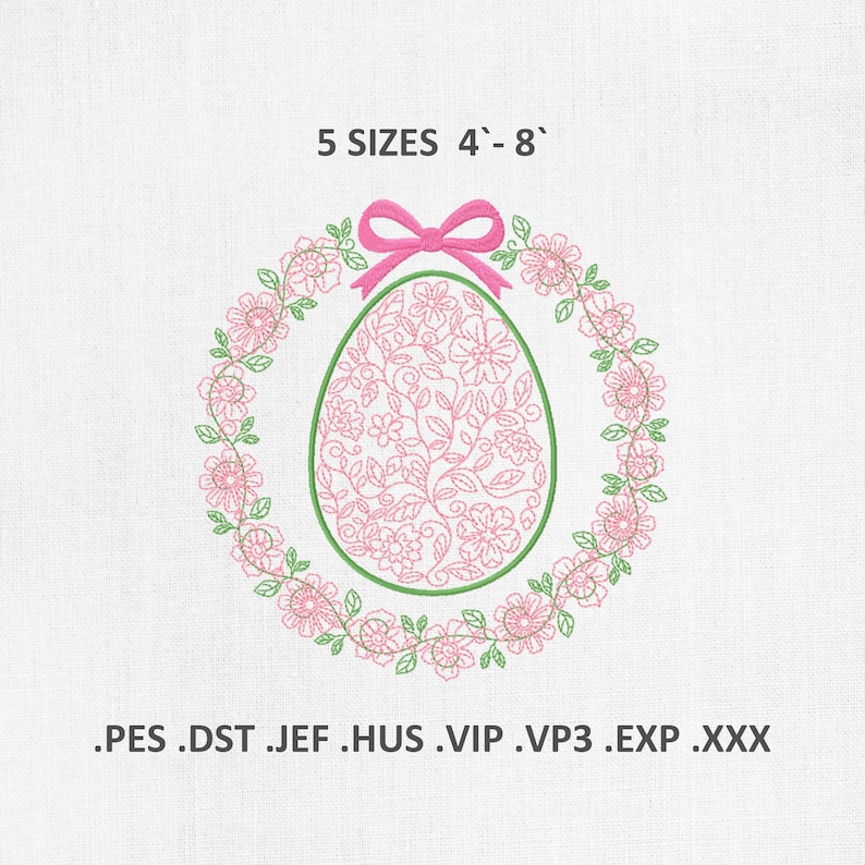Floral Easter Egg Machine Embroidery Designs, Spring Coquette PES DST ...