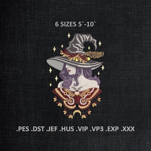 Witch Machine Embroidery Designs, Autumn Witchy Vibes Embroidery Files, Halloween Witch DST PES Files, Digital Download, sizes 6