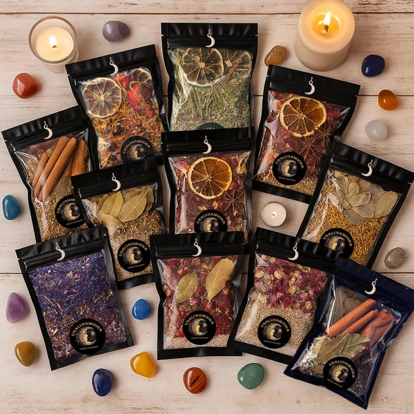 Simmer Pot kit – Intention Simmer Pot Kit with Crystal – Stovetop Potpourri – Spiritual Simmering Pot gifts – Crescent Moon Charm–Home Aroma