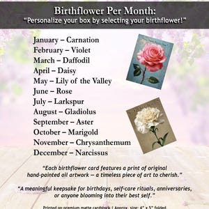 birthflower gift, self love gift box, personalized birth gift box, hygee gift, hug in a box, intention gift box