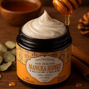 Manuka Honig Talg Creme, Talg Gesichtscreme, Talg Lotion, Talg Gesicht, gepeitschtes Talg ganz natürliche Hautpflege