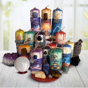 Manifestation Candle and Intention Candle, Spell Candles - Ritual Candles - Dressed -Love,Protection, Wealth, etc| witchcraft candles