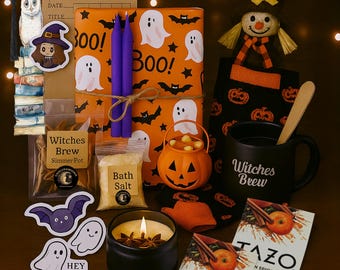 Halloween Blind Date With a Book Box – Bookish Gifts | Book Lover Bundle Spooky Mystery Book Gift | Witchy Surprise Box with Many treats