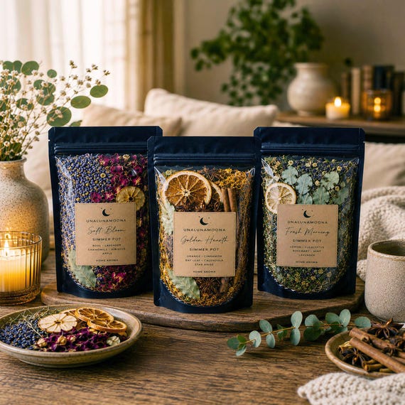 Simmer Pot Kit | Home Fragrance | Stovetop Potpourri | Housewarming Gift | Natural Home Scent | Cozy Simmering Pot | Organic Botanical Blend