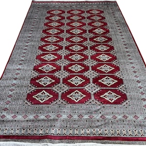 6X9 Red Color Bokhara Rug - 1.80x2.75 Rug - Table Rug - Wool Rug - Living Room Rug - Hand knotted Rug - Area Rug - Washable Rug