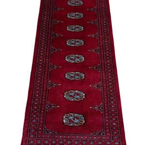 2X6 Red Color Bokhara Rug - Runner Rug - Hallway Rug - Luxury Rug - Bukhara Rug - Fine Quality Rug - Woolen Rug - Afghan Rug