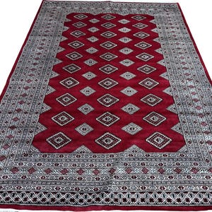 6X9 Red Color Bokhara Rug - 1.80x2.75 Rug - Table Rug - Wool Rug - Living Room Rug - Hand knotted Rug - Area Rug - Washable Rug