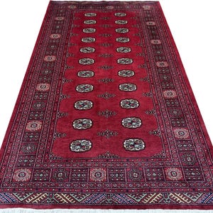 5X8 Red Color Bokhara Rug - 1.50x2.50 Rug - Table Rug - Wool Rug - Living Room Rug - Hand knotted Rug - Area Rug - Washable Rug