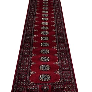 2.6x9 Red Color Bokhara Rug - 0.80x2.75 cm Rug - Hallway Rug - Stairs Rug - Bukhara Rug - Runner Rug - Woolen Rug - Afghan Rug