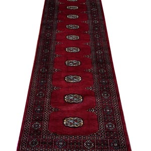 2.6x9 Red Color Bokhara Rug - 0.80x2.75 cm Rug - Hallway Rug - Stairs Rug - Bukhara Rug - Runner Rug - Woolen Rug - Afghan Rug