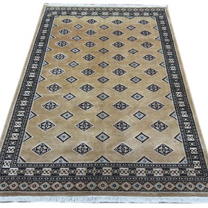 4.6x6.6 Beige Color Bokhara Rug - 1.40x2.00 Rug - Bedroom Rug - Luxury Rug - Area Rug - Turkish Rug - Fine Quality Rug - Afghan Rug