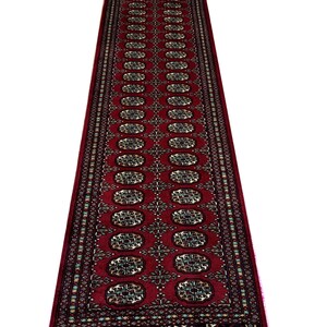 2.6x10 Maroon Color Bokhara Rug - 0.80x3.00 cm Rug - Hallway Rug - Stairs Rug - Bukhara Rug - Runner Rug - Woolen Rug - Afghan Rug
