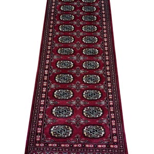 2x6 Red Color Bokhara Rug - 0.60x180 cm Rug - Hallway Rug - Stairs Rug - Bukhara Rug - Runner Rug - Woolen Rug - Afghan Rug - Silver Rug