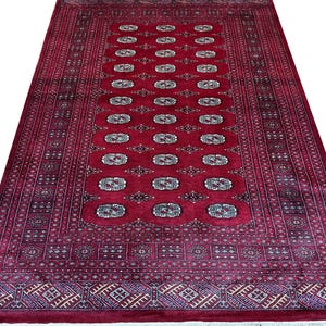 5.6X8 Red Color Bokhara Rug - 1.70x2.50 Rug - Table Rug - Wool Rug - Living Room Rug - Hand knotted Rug - Area Rug - Washable Rug