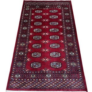 3X5 Red Color Bokhara Rug - 0.90x1.50 Rug - Table Rug - Wool Rug - Living Room Rug - Hand knotted Rug - Hanging Rug - Washable Rug