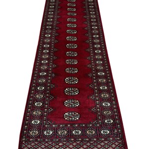 2.6x8 Red Color Bokhara Rug - 0.80x2.50 cm Rug - Hallway Rug - Stairs Rug - Bukhara Rug - Runner Rug - Woolen Rug - Afghan Rug