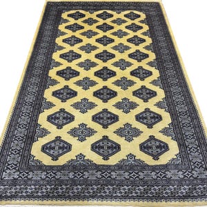5X8 Golden Color Bokhara Rug - 1.50x2.50 Rug - Table Rug - Wool Rug - Living Room Rug - Hand knotted Rug - Area Rug - Washable Rug