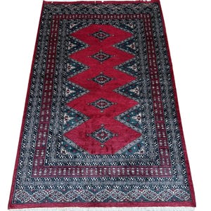 3X5 Red Color Bokhara Rug - 0.90x1.50 Rug - Table Rug - Wool Rug - Living Room Rug - Hand knotted Rug - Hanging Rug - Washable Rug