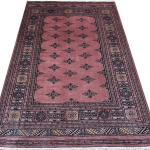4.6X6.6 Pink Color Bokhara Rug - 1.50x2.00 Rug - Table Rug - Wool Rug - Living Room Rug - Hand knotted Rug - Area Rug - Washable Rug