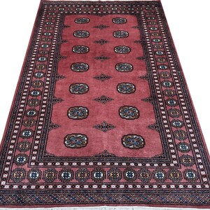 4.6X6.6 Pink Color Bokhara Rug - 1.50x2.00 Rug - Table Rug - Wool Rug - Living Room Rug - Hand knotted Rug - Area Rug - Washable Rug