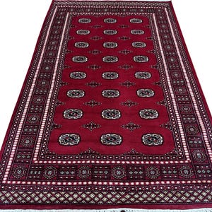 5X8 Red Color Bokhara Rug - 1.50x2.50 Rug - Table Rug - Wool Rug - Living Room Rug - Hand knotted Rug - Area Rug - Washable Rug