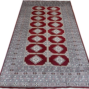 5X8 Red Color Bokhara Rug - 1.50x2.50 Rug - Table Rug - Wool Rug - Living Room Rug - Hand knotted Rug - Area Rug - Washable Rug