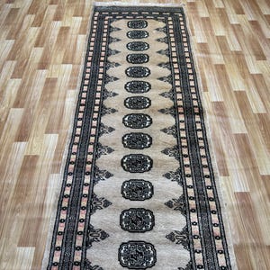 2.6x9 Beige Bokhara Rug - Runner Rug - Hallway Rug - Stairs Rug - Bukhara Rug - Living Room Rug - Woolen Rug - Afghan Rug
