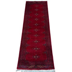 2X6 Red Color Bokhara Rug - Runner Rug - Hallway Rug - Luxury Rug - Bukhara Rug - Fine Quality Rug - Woolen Rug - Afghan Rug