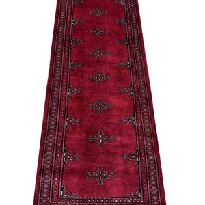 2x6 Red Color Bokhara Rug - 0.60x180 cm Rug - Hallway Rug - Stairs Rug - Bukhara Rug - Runner Rug - Woolen Rug - Afghan Rug - Silver Rug