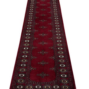 2.6x10 Red Color Bokhara Rug - 0.80x3.00 cm Rug - Hallway Rug - Stairs Rug - Bukhara Rug - Runner Rug - Woolen Rug - Afghan Rug