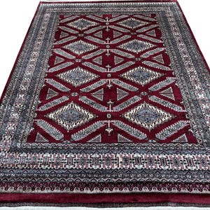 6X9 Red Color Bokhara Rug - 1.80x2.75 Rug - Table Rug - Wool Rug - Living Room Rug - Hand knotted Rug - Area Rug - Washable Rug