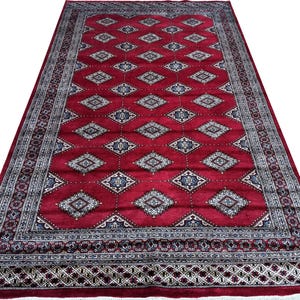 5.6X9 Red Color Bokhara Rug - 1.70x2.75 Rug - Table Rug - Wool Rug - Living Room Rug - Hand knotted Rug - Area Rug - Washable Rug