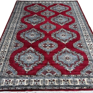 6X9 Red Color Bokhara Rug - 1.80x2.75 Rug - Table Rug - Wool Rug - Living Room Rug - Hand knotted Rug - Area Rug - Washable Rug