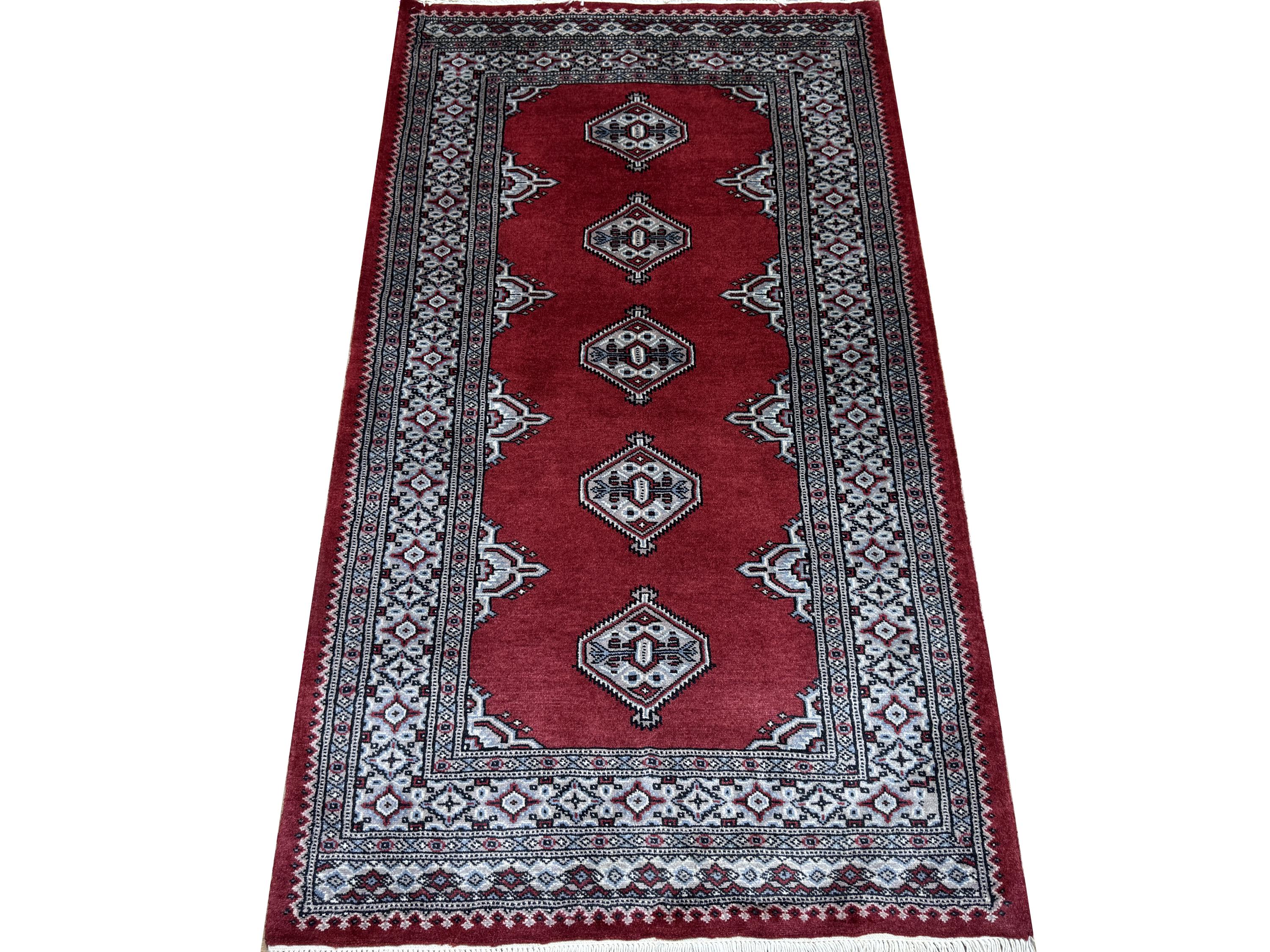 3x6 Red Color Bokhara Rug - 0.90x1.85 Rug - Table Rug - Wool Rug