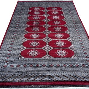 6X9 Red Color Bokhara Rug - 1.80x2.75 Rug - Table Rug - Wool Rug - Living Room Rug - Hand knotted Rug - Area Rug - Washable Rug