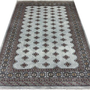 5.6X8 Silver Color Bokhara Rug - 1.70x2.50 Rug - Table Rug - Wool Rug - Living Room Rug - Hand knotted Rug - Area Rug - Washable Rug