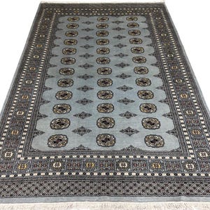 5.6X8 Silver Color Bokhara Rug - 1.70x2.50 Rug - Table Rug - Wool Rug - Living Room Rug - Hand knotted Rug - Area Rug - Washable Rug